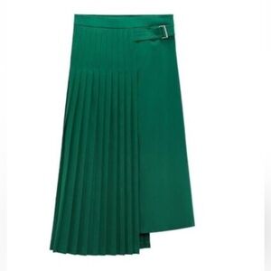 Zara Asymmetrical Skirt in Deep Green